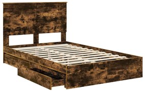 vidaXL Κρεβάτι Αποθήκης Καπνιστό Δρύς 120 x 200 cm Επεξεργασμένο ξύλο