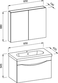 Martin Smile 85 Anthracite  MDF - Πάγκος με Νιπτήρα &amp; Καθρέπτη