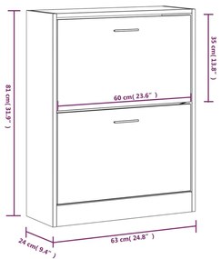 Παπουτσοθήκη Καφέ Δρυς 63x24x81 εκ. από Επεξεργασμένο Ξύλο - Καφέ