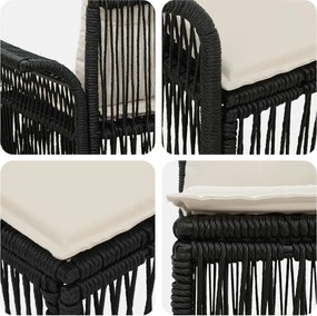 vidaXL Σετ Καναπέ Κήπου 3 pcs Μαύρο συνθετικό ρατάν