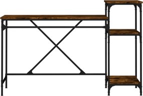 vidaXL Γραφείο με Ράφια Καπνιστή Δρυς 135x50x90 εκ. Επεξ. Ξύλο/Σίδηρος