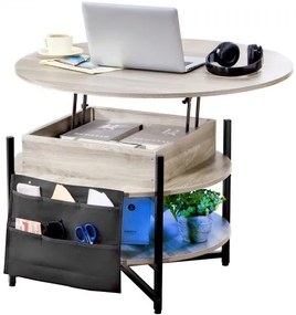 VEVOR Lift Top Coffee Table 35.3&quot; Round Coffee Table for Living Room White