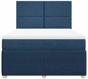 vidaXL Κρεβάτι Boxspring με Στρώμα Μπλε 140x200 εκ. Υφασμάτινο