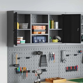 vidaXL Ντουλάπι Εργαλείων με ράφι Μαύρο και γκρι 100 x 20 x 55 εκ.