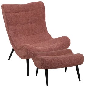 Intrahome Πολυθρόνα με υποπόδιο Silla Intrahome μπουκλέ ύφασμα σε σάπιο μήλο απόχρωση 97x80x100εκ | SKU: INTRAPA-221111107