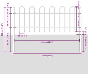 vidaXL Φράκτης Κήπου με Καπέλο Λευκό 8,5x0,8 μ