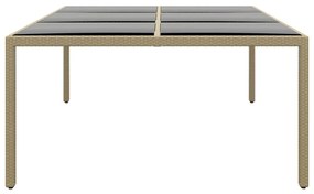 vidaXL Τραπέζι Κήπου Μπεζ 200x150x75 εκ. Ψημένο Γυαλί/Συνθετικό Ρατάν