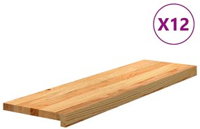 vidaXL Πατάκια Σκάλας 12 τεμ. Ανοιχτό Καφέ 90x25x2 cm Ξύλο Δρυός