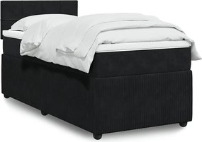 vidaXL Κρεβάτι Boxspring με Στρώμα Μαύρο 100x200 εκ. Βελούδινο