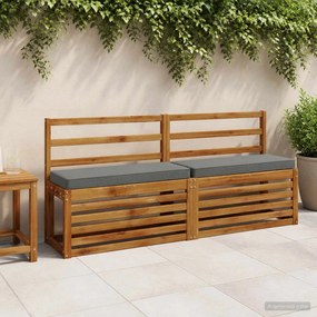 vidaXL Μαξιλάρια Πάγκου 2 Τεμαχίων VUGHT 2 pcs 100% Πολυεστέρας Γκρι