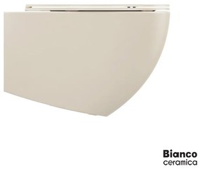 Bianco Ceramica Lenta Rimless 381500C-311 Ivory Matt Λεκάνη Κρεμαστή 53cm με κάλυμμα βακελίτη Slim Soft Close αποσπώμενο