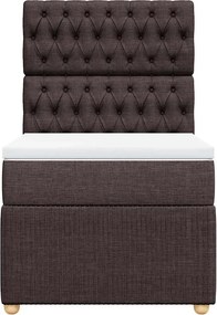 vidaXL Κρεβάτι Boxspring με Στρώμα Σκούρο Καφέ 100x200 εκ. Υφασμάτινο