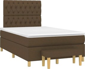 vidaXL Κρεβάτι Boxspring με Στρώμα Σκούρο Καφέ 120x190 εκ Υφασμάτινο