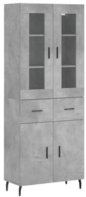 vidaXL Ντουλάπι Γκρι Σκυροδέματος 69,5x34x180 εκ. Επεξεργασμένο Ξύλο