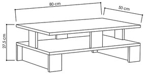 Τραπέζι σαλονιού Mansu χρώμα φυσικό 80x50x27,5εκ 80x50x27.5 εκ.