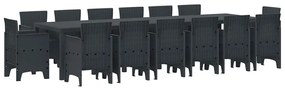 vidaXL Σέτ φαγητού για κήπο 15 pcs Ανθρακί Rattan Polt