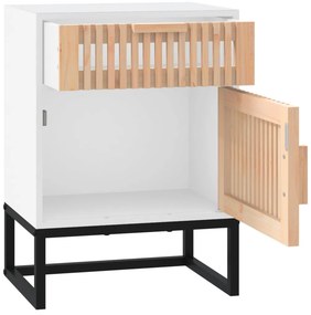 vidaXL Κομοδίνο Λευκό 40x30x55,5 εκ. από Επεξεργασμένο Ξύλο &amp; Σίδερο