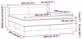 vidaXL Κρεβάτι Boxspring με Στρώμα Σκούρο Γκρι 180x200 εκ Υφασμάτιν
