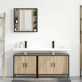 vidaXL Σετ Επίπλων Μπάνιου με ράφι με πόρτα 3 pcs Καφέ 60 x 30 x 60 cm