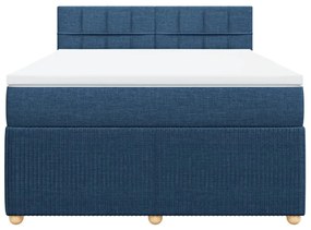 vidaXL Κρεβάτι Boxspring με Στρώμα Μπλε 140x190 εκ. Υφασμάτινο