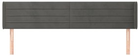 Κεφαλάρι με Πτερύγια Σκούρο Γκρι 183x16x78/88 εκ. Βελούδινο 3118969