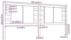 vidaXL Κεφαλάρι Κρεβατιού Γκρι 156 x 4 x 100 εκ. από Μασίφ Ξύλο Πεύκου