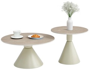 ΣΕΤ 2 ΤΡΑΠΕΖΙΑ ΣΑΛΟΝΙΟΥ JEN HM18305.04 ΜΕΤΑΛΛΟ ΣΑΜΠΑΝΙ-ΚΕΡΑΜΙΚΟ ΣΕ TRAVERTINE Φ50εκ &amp; Φ70εκ