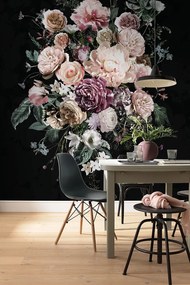 Φωτοταπετσαρία τοίχου λουλούδια με μαύρο φόντο έτοιμων διαστάσεων P415-VD2 (2.00M x 2.50Υ)
