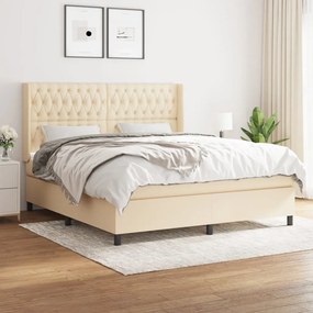 vidaXL Κρεβάτι Boxspring με Στρώμα Κρεμ 180x200 εκ. Υφασμάτινο