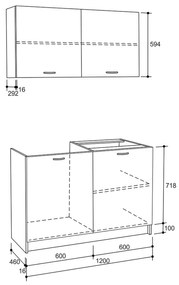 ΣΥΝΘΕΣΗ ΚΟΥΖΙΝΑΣ BLAINE ΜΕΛΑΜΙΝΗ ΓΚΡΙ HM2439.10 120x46-29,2εκ.