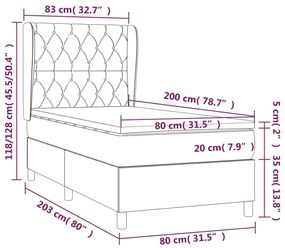 Κρεβάτι Boxspring με Στρώμα Σκούρο Πράσινο 80x200 εκ. Βελούδινο - Πράσινο