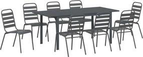 vidaXL Σέτ φαγητού για κήπο 9 pcs Ανθρακί Ατσάλι με Πούδρα