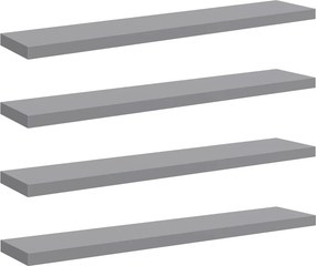 vidaXL Ράφια Τοίχου 4 τεμ. Γκρι 120x23,5x3,8 εκ. MDF
