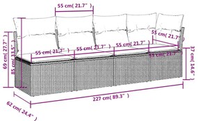 Σαλόνι Κήπου Σετ 8 Τεμαχίων Γκρι Συνθετικό Ρατάν με Μαξιλάρια - Γκρι