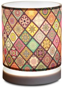 Φωτιστικό επιτραπέζιο Hassard Megapap ύφασμα/Mdf χρώμα πολύχρωμο/λευκό 15x16x22εκ.