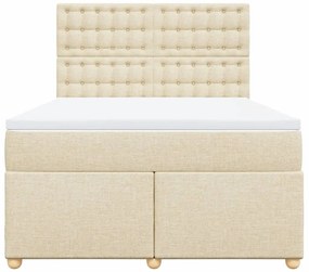 vidaXL Κρεβάτι Boxspring με Στρώμα Κρεμ 140x200 εκ. Υφασμάτινο