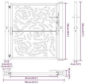 Πύλη κήπου Μαύρη 105x106 cm Ατσάλινη φλόγα σχεδιασμού - Μαύρο