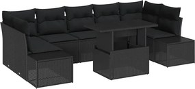 vidaXL Σετ Καναπέ με μαξιλάρι 8 pcs Μαύρο συνθετικό ρατάν