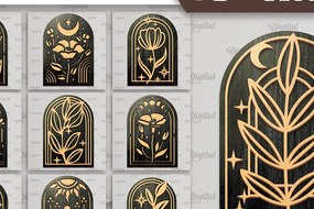 Σετ των 2 Intra απο ξύλο plywood 3mm-4mm πάχος κοπής με λέιζερ για διακόσμηση τοίχου Boho Δίασταση 30x20 cm INTRAFABR-103439588