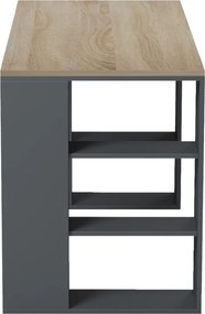 Γραφείο με ραφιέρα Colmar pakoworld ανθρακί- sonoma 140x60x75εκ