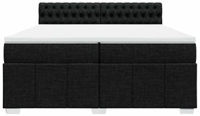 vidaXL Κρεβάτι Boxspring με Στρώμα Μαύρο 200x200 εκ. Υφασμάτινο