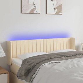 Κεφαλάρι Κρεβατιού LED Κρεμ 147x16x78/88 εκ. Υφασμάτινο - Κρεμ