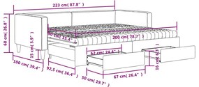 Καναπές Κρεβάτι Συρόμενος Μαύρος 90x200 εκ. Ύφασμα &amp; Συρτάρια - Μαύρο