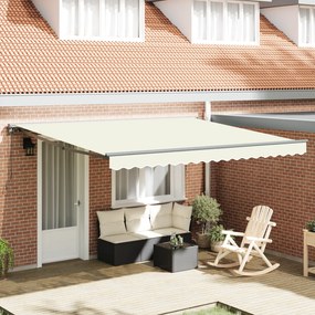 vidaXL Χειροκίνητη Αναδιπλούμενη Τέντα Κρεμ 350x250 εκ.