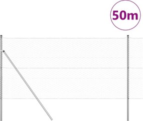 vidaXL Στύλος Περιφράξεων Ασημί 50 x 1,2 μ (36 χιλ. πλέγμα) Ατσάλι