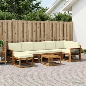 vidaXL Σειρά Καναπέ Εξωτερικού 8 pcs Φυσικό και Κρέμα Πολυεστέρας
