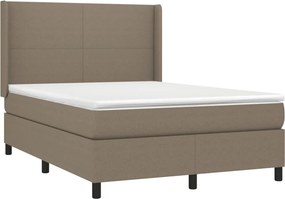 vidaXL Κρεβάτι Boxspring με Στρώμα Taupe 140x200 εκ. Υφασμάτινο