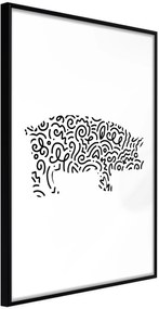 Αφίσα - Curly Pig  - 20x30 - Μαύρο - Χωρίς πασπαρτού