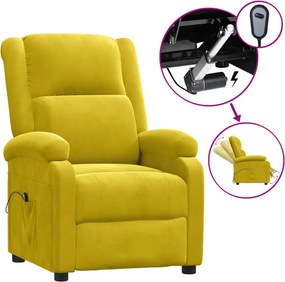 vidaXL Πολυθρόνα Ανακλινόμενη Ηλεκτρική Κίτρινη Βελούδινη