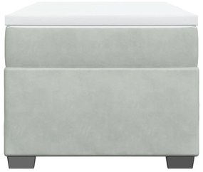 vidaXL Κρεβάτι Boxspring με Στρώμα Ανοιχτό Γκρι 90x190 εκ. Βελούδινο